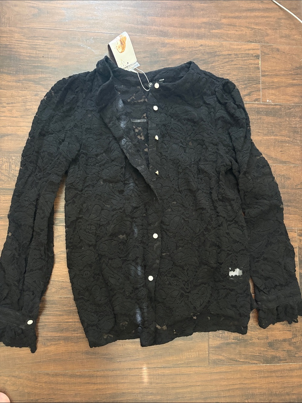 Black Lace Button-Down Shirt - Women's Elegant Top